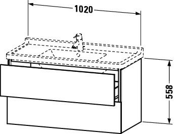 Duravit L-Cube Waschtischunterschrank wandhängend 102x47cm mit 2 Schubladen für Starck 3 030410