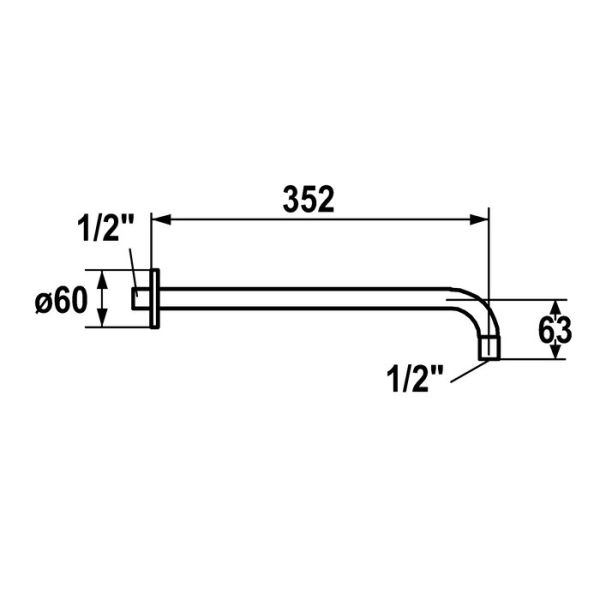 KWC Brausearm 35,2cm, rund, chrom