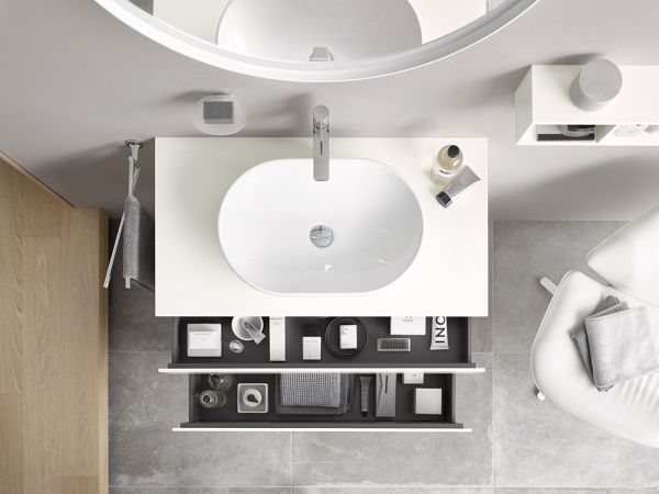 Duravit L-Cube Waschtischunterschrank wandhängend 82x55cm mit 2 Schubladen für Aufsatzbecken