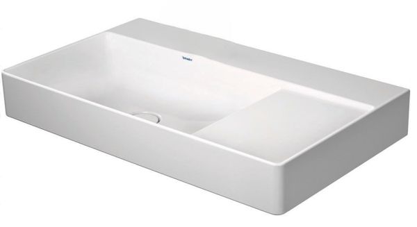 Duravit DuraSquare Waschtisch 80x47cm, ohne Hahnloch, WonderGliss, Becken links, geschliffen, weiß