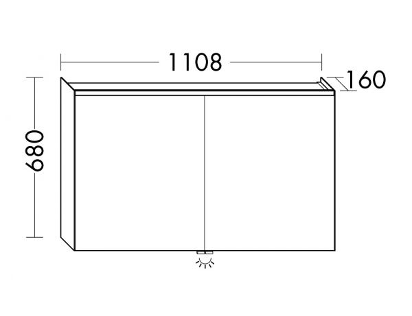 Burgbad Iveo Spiegelschrank mit horizontaler LED-Beleuchtung, Waschtischbeleuchtung, 110,8x68cm