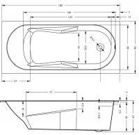 Vorschau: RIHO Lazy-Badewanne 180x80cm zentral, weiß