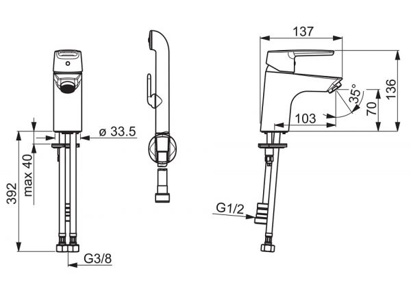 Hansa Hansapolo Waschtisch-Einhand-Einlochbatterie mit Funktionsbrause, chrom