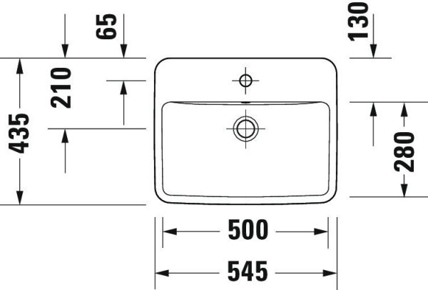 Duravit No.1 Einbauwaschtisch rechteckig 54,5x43,5cm, mit Hahnloch, mit Überlauf, weiß 03555500272
