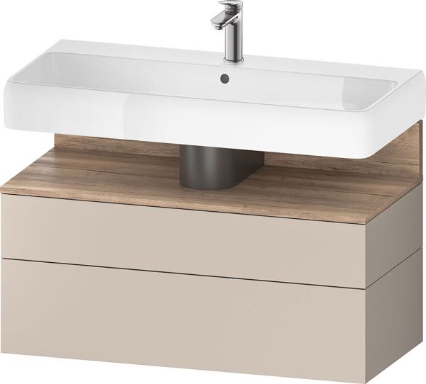 Duravit Qatego Unterschrank 99x47cm in taupe matt, mit offenem Fach in eiche marmoriert QA4395