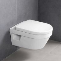 Vorschau: Villeroy&Boch Architectura Wand-WC oval, spülrandlos, WC-Sitz mit SoftClose, Combi-Pack, weiß, 5684HR01