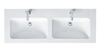 Vorschau: Duravit ME by Starck Doppelwaschtisch 130x49cm, 2 Hahnlöcher, mit Überlauf, weiß 2336130000