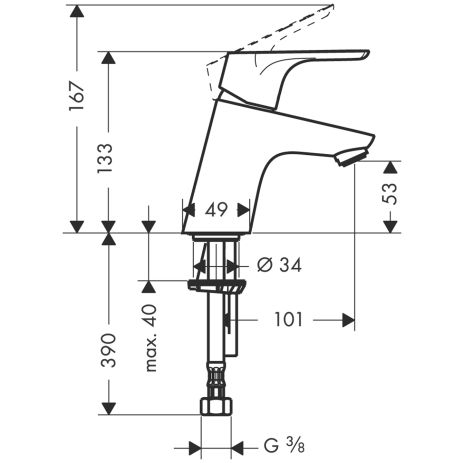 Hansgrohe Focus Einhebel-Waschtischmischer 70 ohne Ablaufgarnitur, chrom