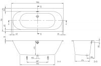 Vorschau: Villeroy&Boch Oberon 2.0 Rechteck-Badewanne 170x75cm