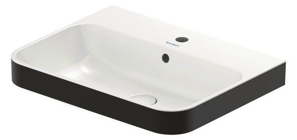Duravit Happy D.2 Plus Aufsatzbecken 60x46cm, mit 1 Hahnloch und Überlauf, weiß/anthrazit matt