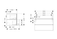 Vorschau: hansgrohe Xilesa E Waschtischunterschrank 98x55cm für Konsole mit 2 Schubkästen, grifflos