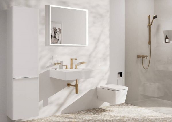 Hansgrohe Tecturis E 3-Loch Waschtischarmatur 150 EcoSmart+ mit Push-Open, brushed bronze