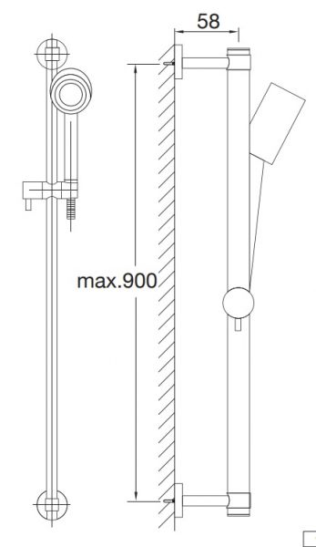 Steinberg Brausegarnitur mit Metallbrauseschlauch 180cm, Handbrause 3-fach verstellbar, chrom