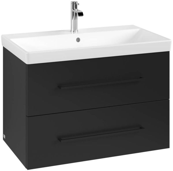 Villeroy&Boch Avento Waschtischunterschrank mit 2 Auszügen, Breite 78cm, volcano black Griff volcano black A89110VL