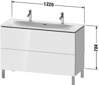 Vorschau: Duravit L-Cube Waschtischunterschrank bodenstehend 122x48cm mit 2 Schubladen für Viu 234412, techn. Zeichnung