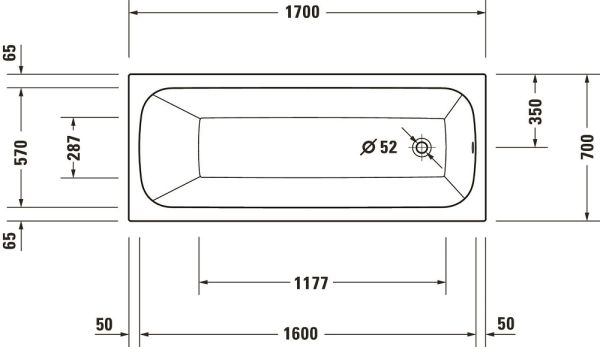 Duravit Qatego Einbau-Badewanne rechteckig 170x70cm, weiß