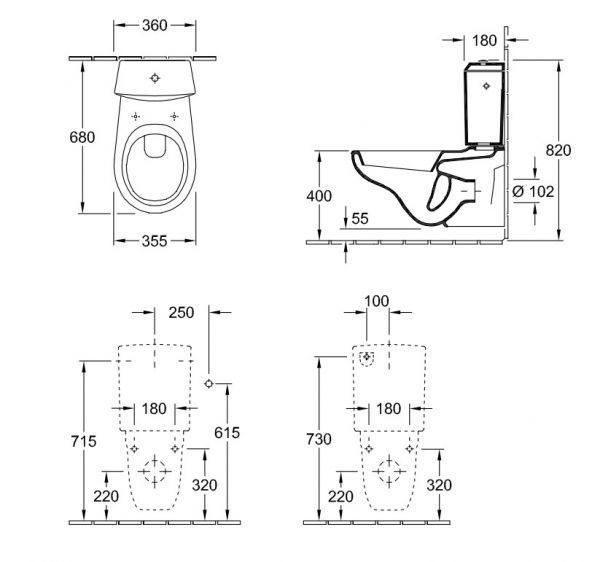 Villeroy&Boch O.Novo Spülkasten, Innengarnitur mit DualFlush, Spartaste