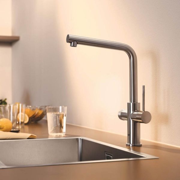 Grohe Blue 2.0 5-in-1-Armatur, L-Auslauf, supersteel 104421DC01