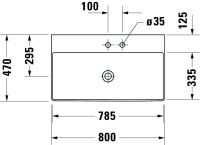 Vorschau: Duravit DuraSquare Waschtisch 80x47cm, ohne Überlauf, ohne Hahnloch, mit nicht verschließbarem Ablaufventil, weiß 2353800070