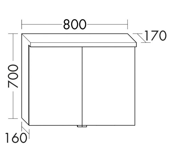 Burgbad Lin20 Spiegelschrank mit horizontaler LED-Beleuchtung und 2 Spiegeltüren, dimmbar, 80x70cm SPQK080F5351