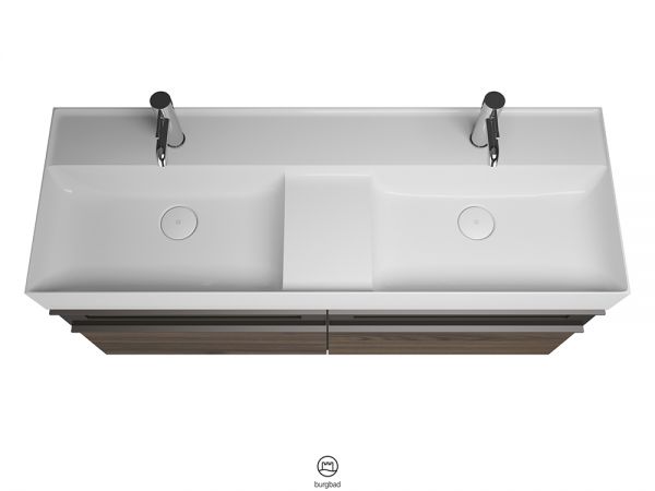 Burgbad Yumo Badmöbel-Set 131,5cm Doppelwaschtisch & Unterschrank & Spiegelschrank