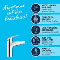 Vorschau: Grohe QuickFix Swift Wasserhahn mit Push-Open Ablaufgarnitur, M-Size, chrom