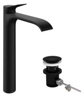 Hansgrohe Vivenis hoher Wasserhahn 250, Zugstangen-Ablaufgarnitur, schwarz matt