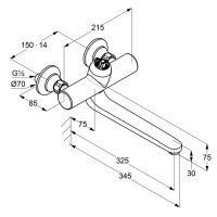 Vorschau: Kludi Provita Wand-Einhandmischer ohne Hebel, Ausladung 325mm, chrom