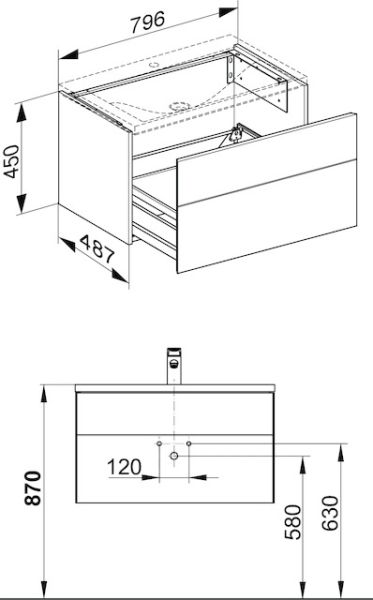 Keuco Royal Reflex Waschtischunterschrank mit Frontauszug, 79,6x48,7cm 34060210000