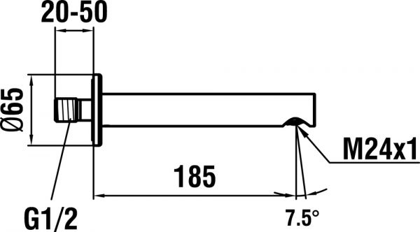 Laufen Twinplus Wanneneinlauf, Ausladung 185mm, chrom_1