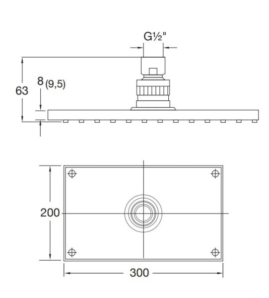 Steinberg Regenbrause mit Easy Clean 200x300mm, chrom