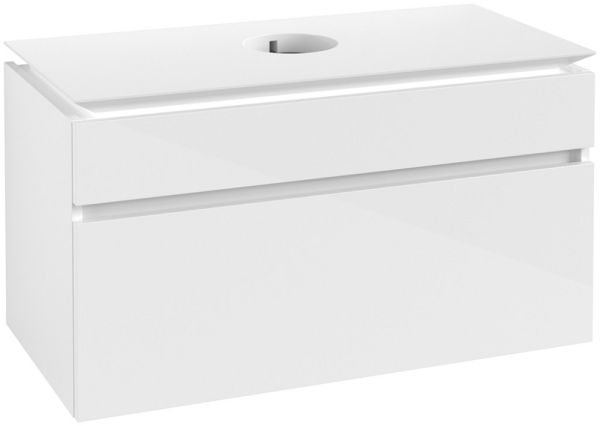 Villeroy&Boch Legato Waschtischunterschrank 100x50cm für Aufsatzwaschtisch, 2 Auszüge, white, B60400DH