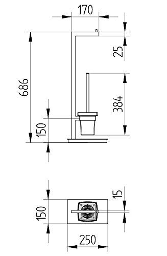 Avenarius Design-Ständer WC-Bürstengarnitur mit Papierrollenhalter, chrom