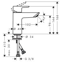 Vorschau: hansgrohe Neovis Q Waschtischarmatur 100 CoolStart mit Metall Push-Open Ablaufgarnitur, chrom