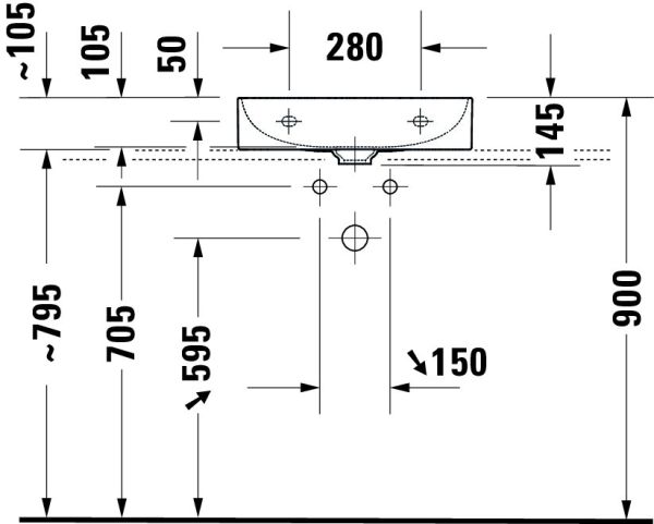 Duravit DuraSquare Waschtisch 50x47cm, ohne Überlauf, ohne Hahnloch, mit nicht verschließbarem Ablaufventil, weiß 2353500070