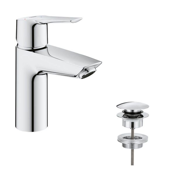 Grohe Start Quick-Fix Einhand-Waschtischbatterie, ES-Funktion, Mittelstellung kalt, S-Size, chrom