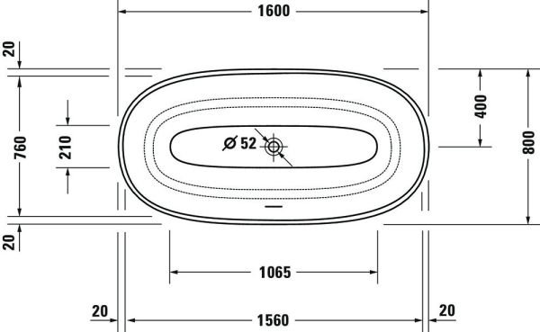 Duravit White Tulip freistehende Badewanne oval 160x80cm, weiß