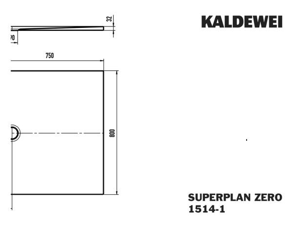 Kaldewei Superplan Zero bodenebene Rechteck-Duschfläche 80x75cm Mod.1514-1