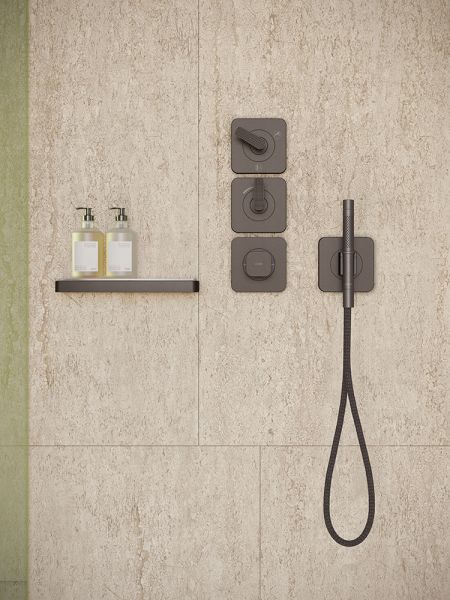 Axor Citterio C Portereinheit, Stabhandbrause 2jet & Textilschlauch, softsquare, brushed black chrome 49626340