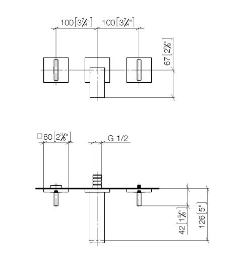 Dornbracht MEM Waschtisch-Wandbatterie ohne Ablaufgarnitur, Ausladung 126mm