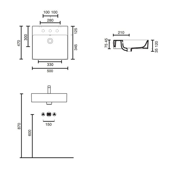 Catalano Premium 50 Waschtisch 50x47cm, weiß CATAglaze+ 50VPN