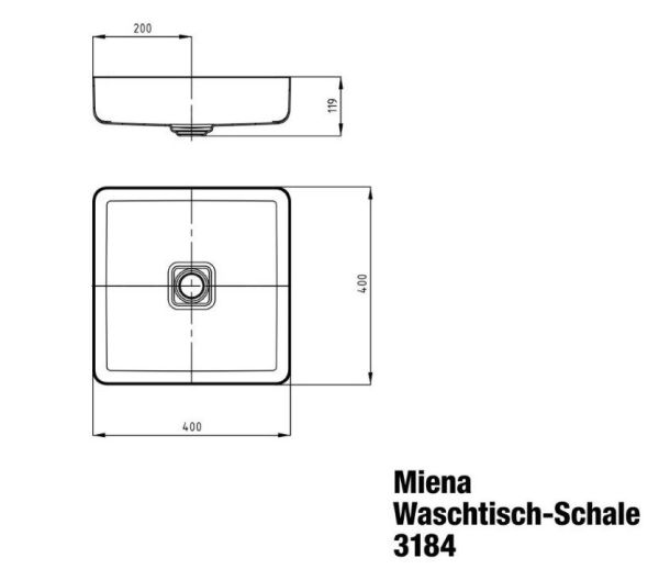 Kaldwei Miena nature protect MOD. 3184 Waschtisch-Schale 40x40cm, ohne Überlauf, mit Perl-Effekt 909506913001