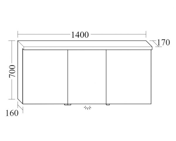 Burgbad Lin20 Spiegelschrank mit horizontaler LED-Beleuchtung, Waschtischbeleuchtung, 3tlg, 140x70cm SPQL140LF5351