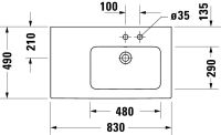 Vorschau: Duravit ME by Starck Waschtisch 83x49cm, 1 Hahnloch, Becken rechts, WonderGliss, weiß 23468300001