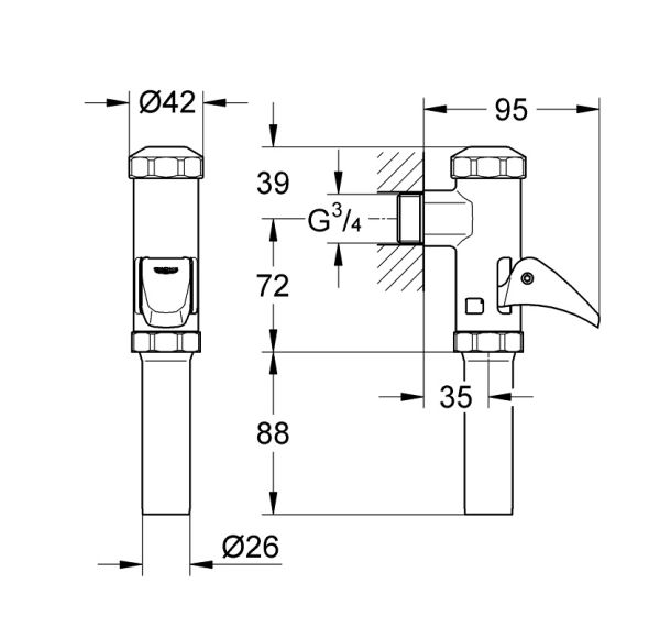 Grohe Start DAL-Voll-Automatik WC-Druckspüler Aufputz, chrom