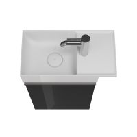 Vorschau: Burgbad Yumo Gästebad Mineralguss-Handwaschbecken 50,5x26,5cm mit Waschtischunterschrank und 1 Tür
