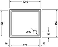 Vorschau: Duravit Starck Slimline Duschwanne rechteckig 90x100cm, Sanitäracryl, weiß