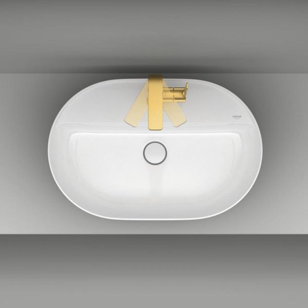 Grohe Lineare Badarmatur L-Size mit Zugstangen-Ablaufgarnitur, cool sunrise gebürstet