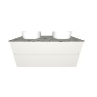 Vorschau: Burgbad Sys30 Unterschrank 120cm mit 2 Aufsatzbecken, weiß matt / Terazzo Dekor