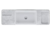 Vorschau: Duravit Qatego Konsole aus Carrara Marmor mit Aufsatzbecken und Konsolenträger, 140x45cm, weiß